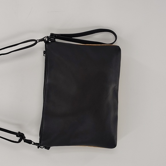 PIXIE MOOD crossbody purse clutch black & cork tan material adjustable strap - Picture 5 of 7